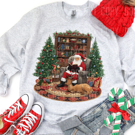 Santa Reading (Faux Yarn) Full Color DTF Transfer