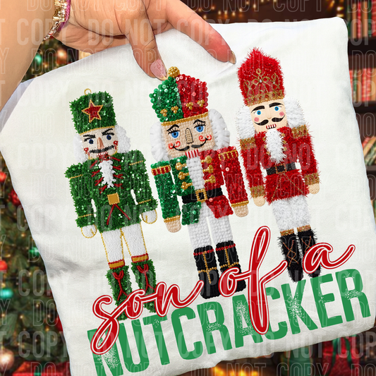 Son of A Nutcracker (Faux Yarn/Pearls) Full Color DTF Transfer
