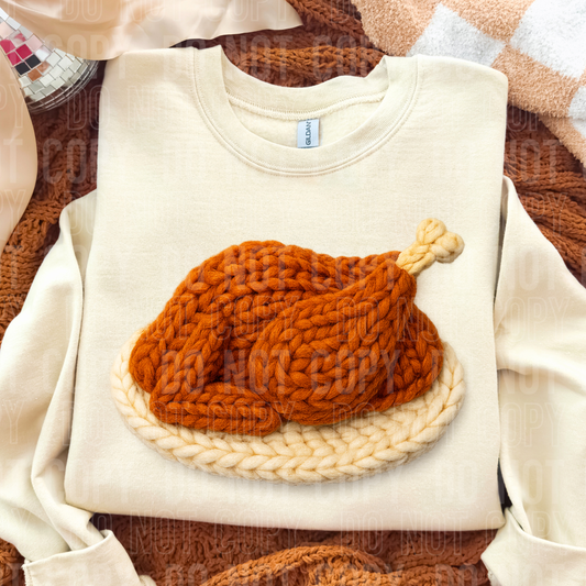 Thanksgiving Turkey (Faux Yarn) Full Color DTF Transfer