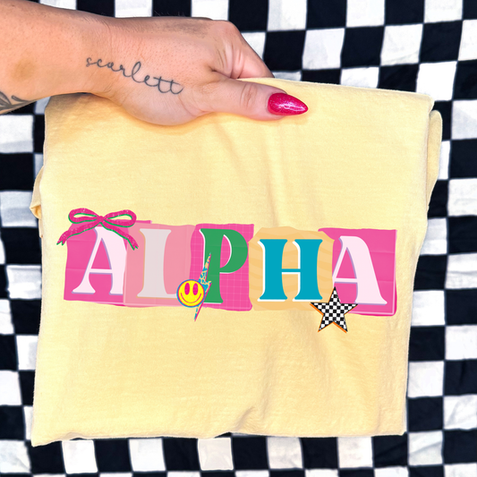 Scrapbook Paper Alpha (Colorful) Full Color DTF Transfer