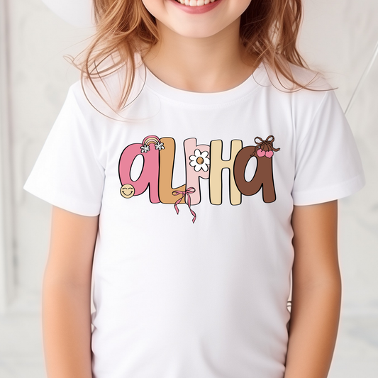 Girly Neutral Tone Alpha Full Color DTF Transfer