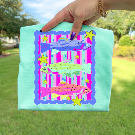 Spring Fish (Star/Stripe w/Purple Border) Full Color DTF Transfer