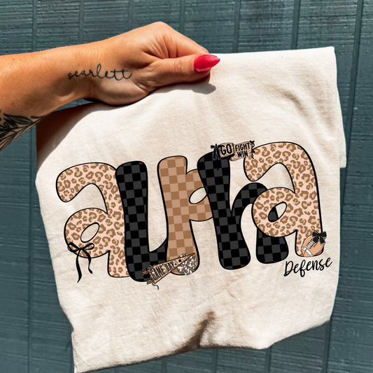 Football Theme Leopard/Checkered Alpha Full Color DTF Transfer