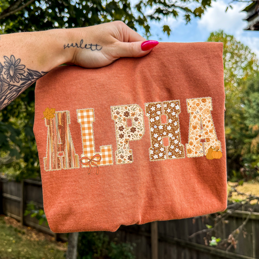 Fall Theme Lace Trim Alpha Full Color DTF Transfer