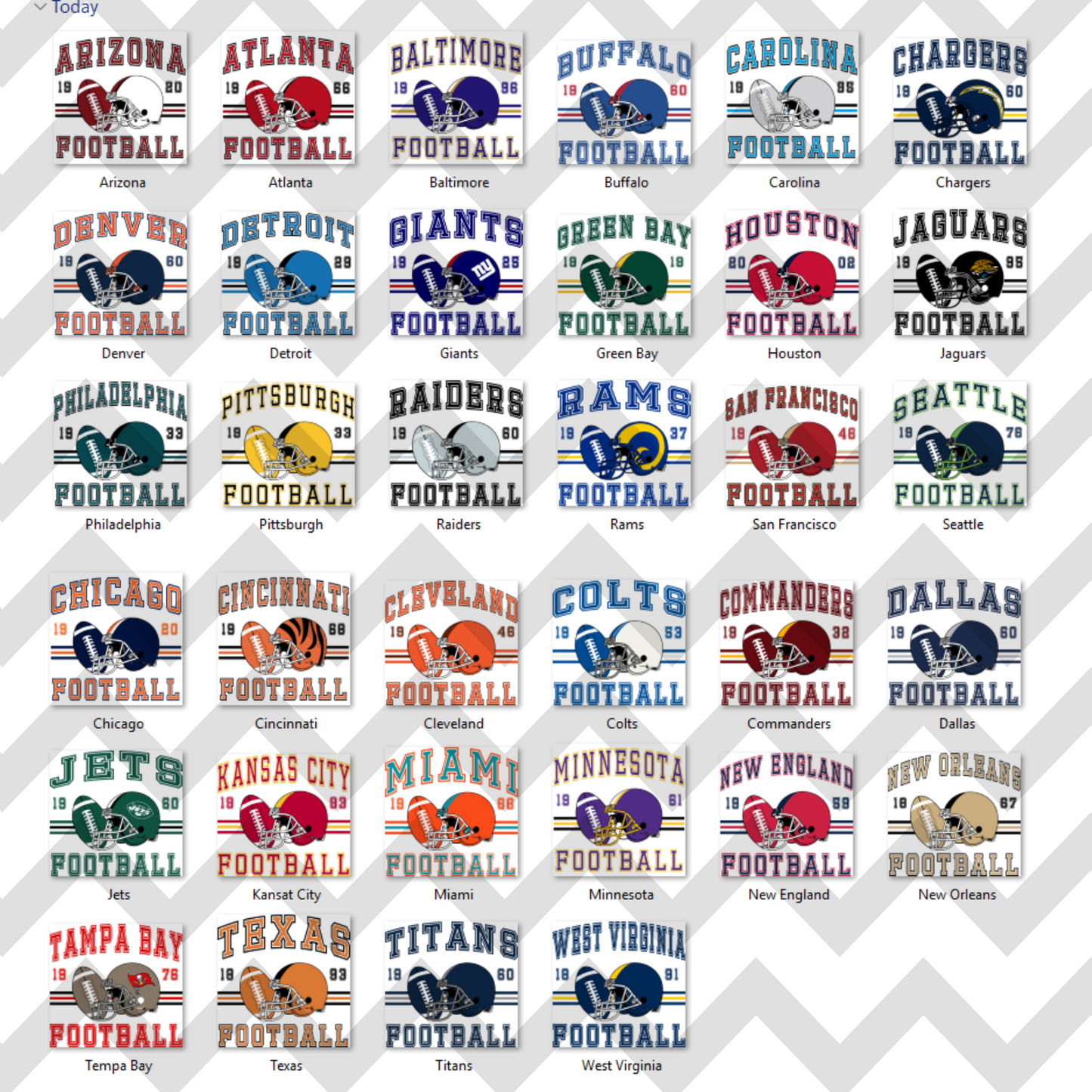 No Branded Football Team (MUTLI OPTIONS AVAILABLE) Full Color DTF Transfer