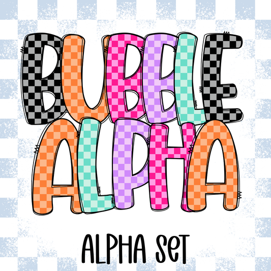 Bubble Checkerd Alpha (Any Name/Single Word) Full Color DTF Transfer
