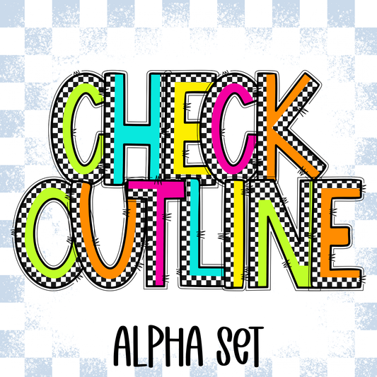 Check Outline Alpha (Any Name/Single Word) Full Color DTF Transfer
