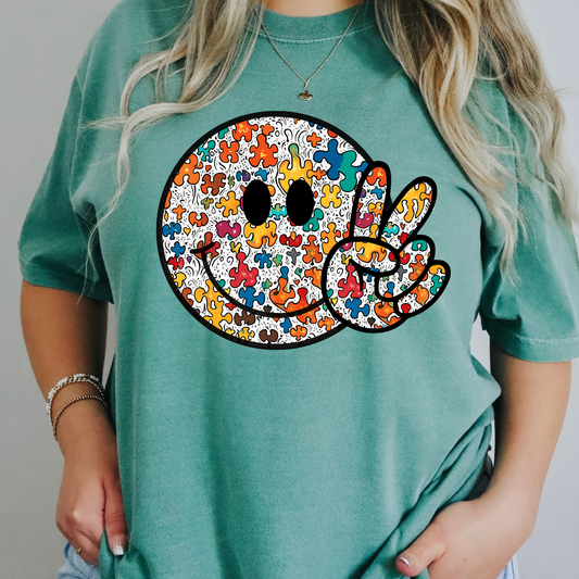 Puzzle Piece Smiley Full Color DTF Transfer