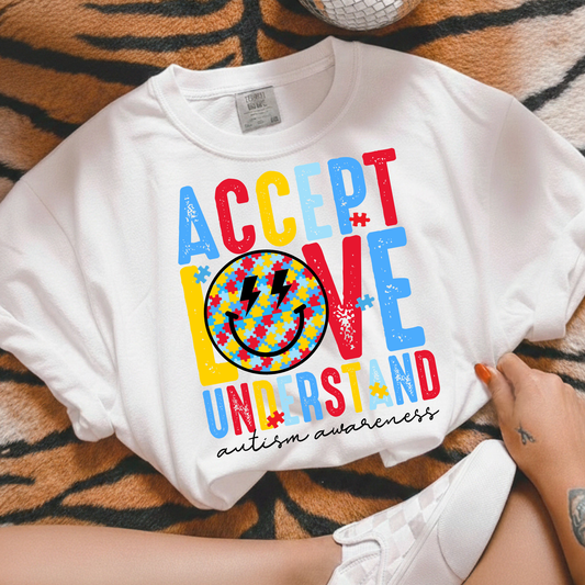 Accept Love Understand Autism Awareness Full Color DTF Transfer