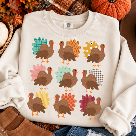 Turkeys (Patterns) Full Color DTF Transfer