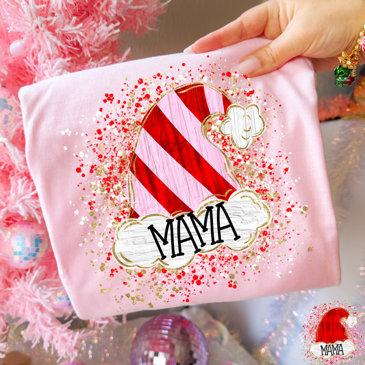 Mama Paint Splatter Christmas Hat Full Color DTF Transfer