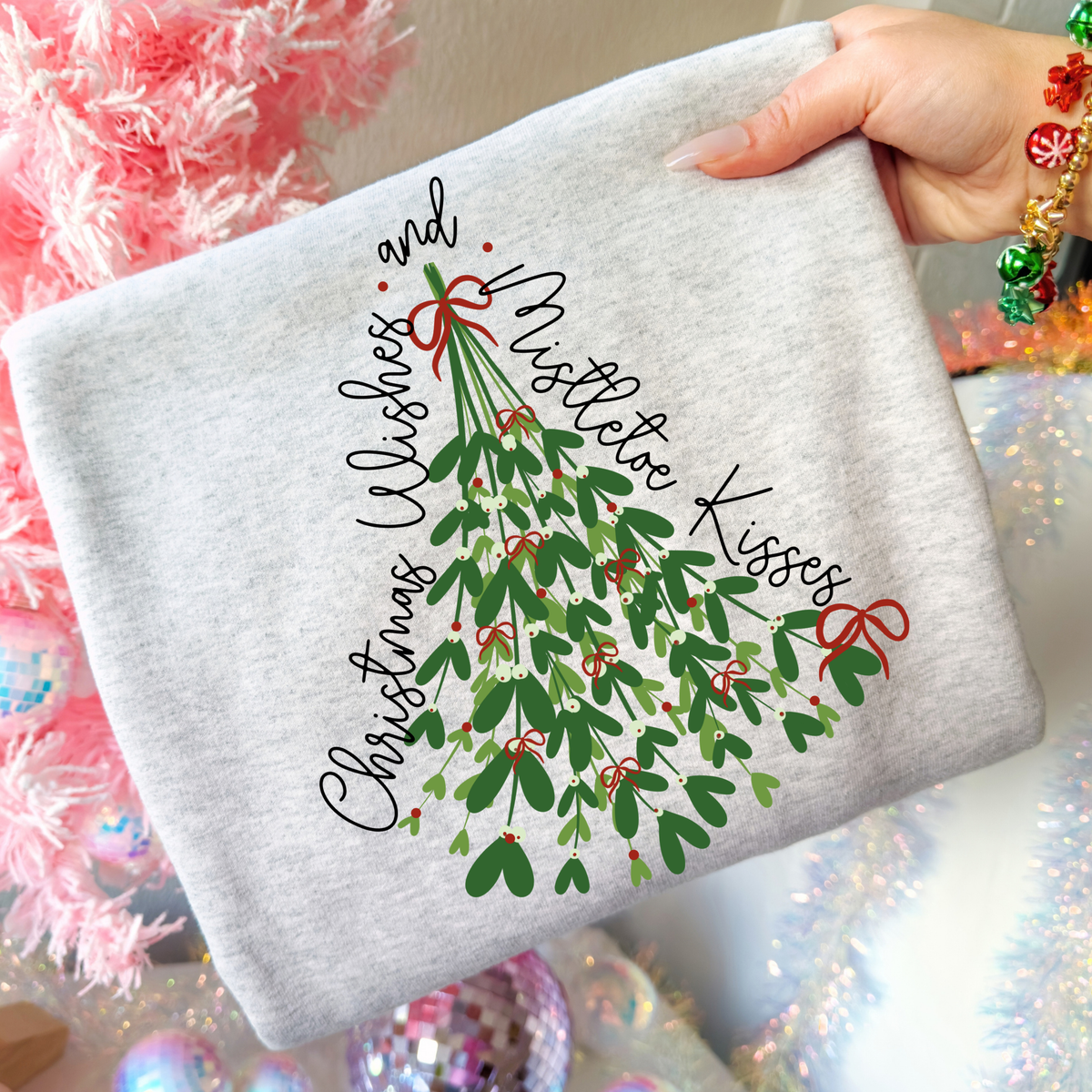 Christmas Wishes and Mistletoe Kisses Full Color DTF Transfer