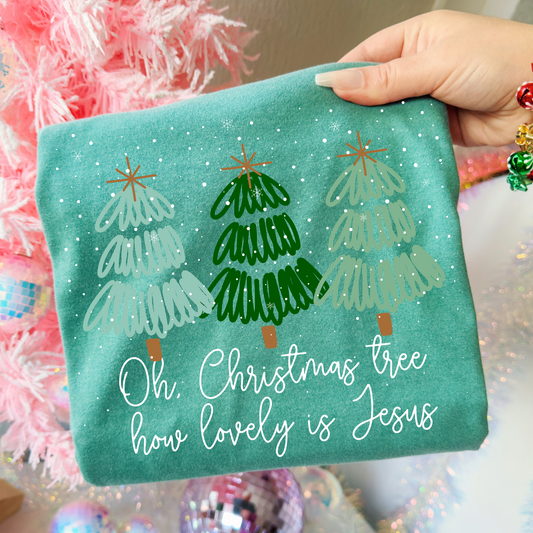 Oh Christmas Tree How Lovely Is Jesus Full Color DTF Transfer