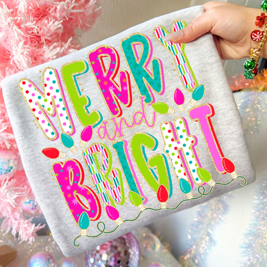 Merry and Bright (Preppy) Full Color DTF Transfer