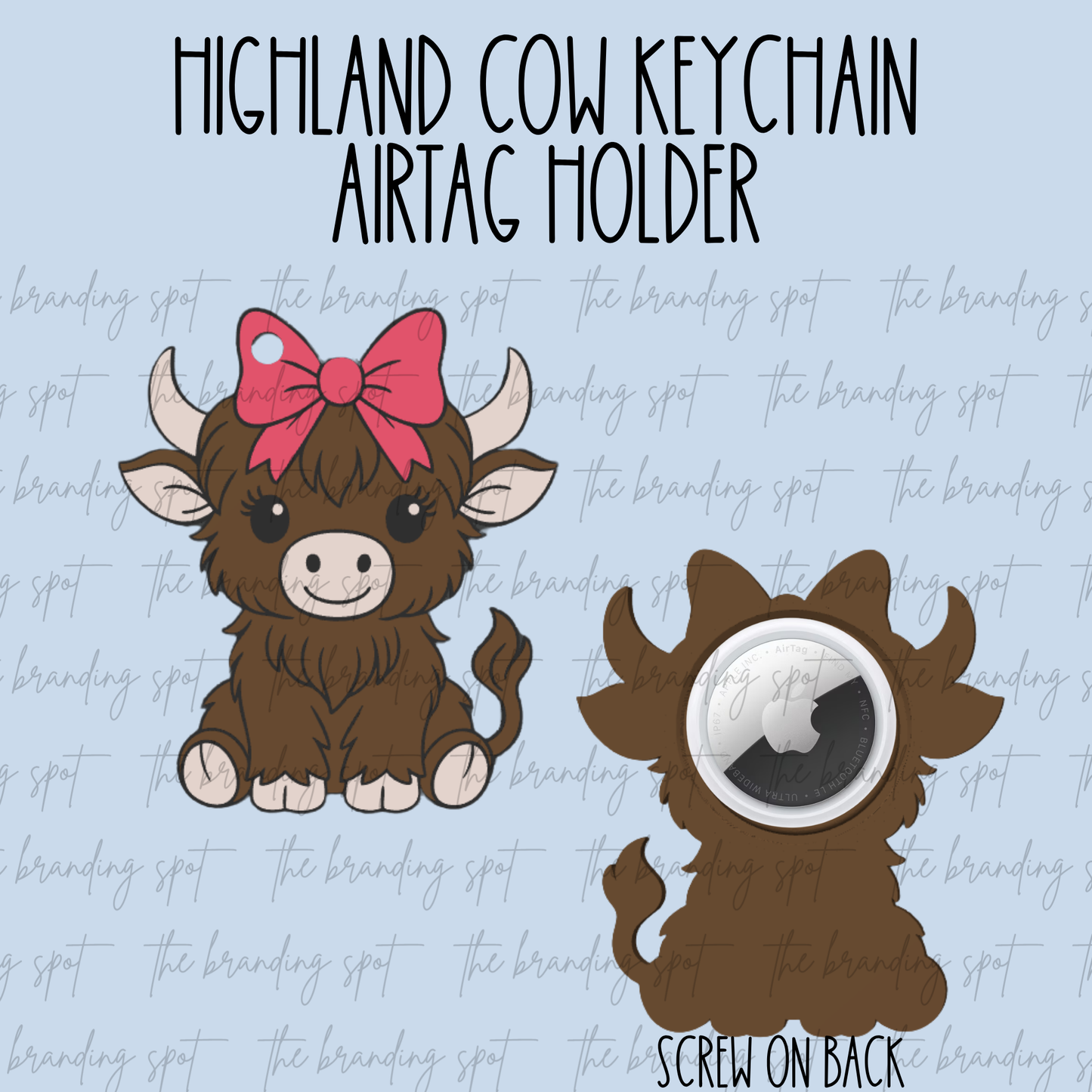 Highland Cow Keychain Airtag Holder