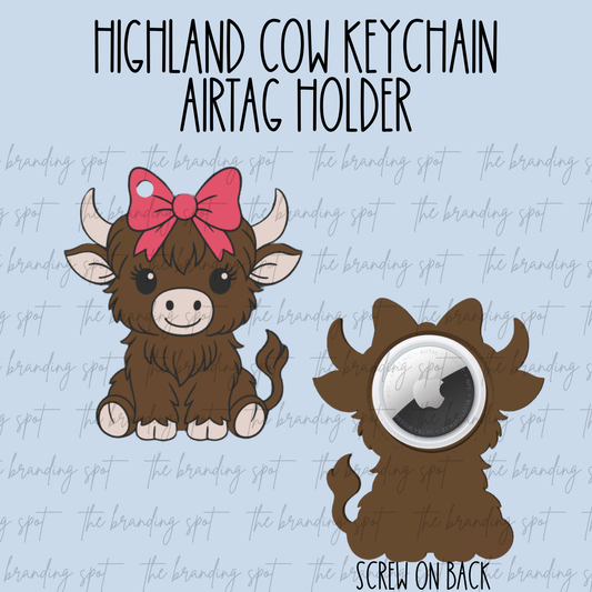 Highland Cow Keychain Airtag Holder