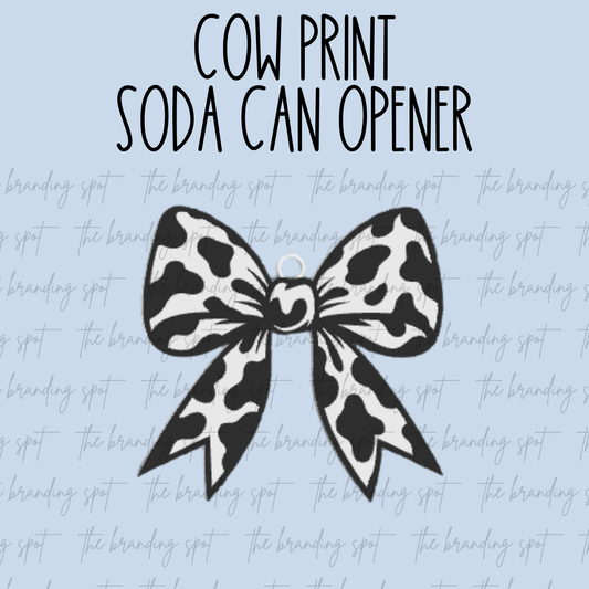 Cow Print Bow Soda Can Tab Opener Keychain