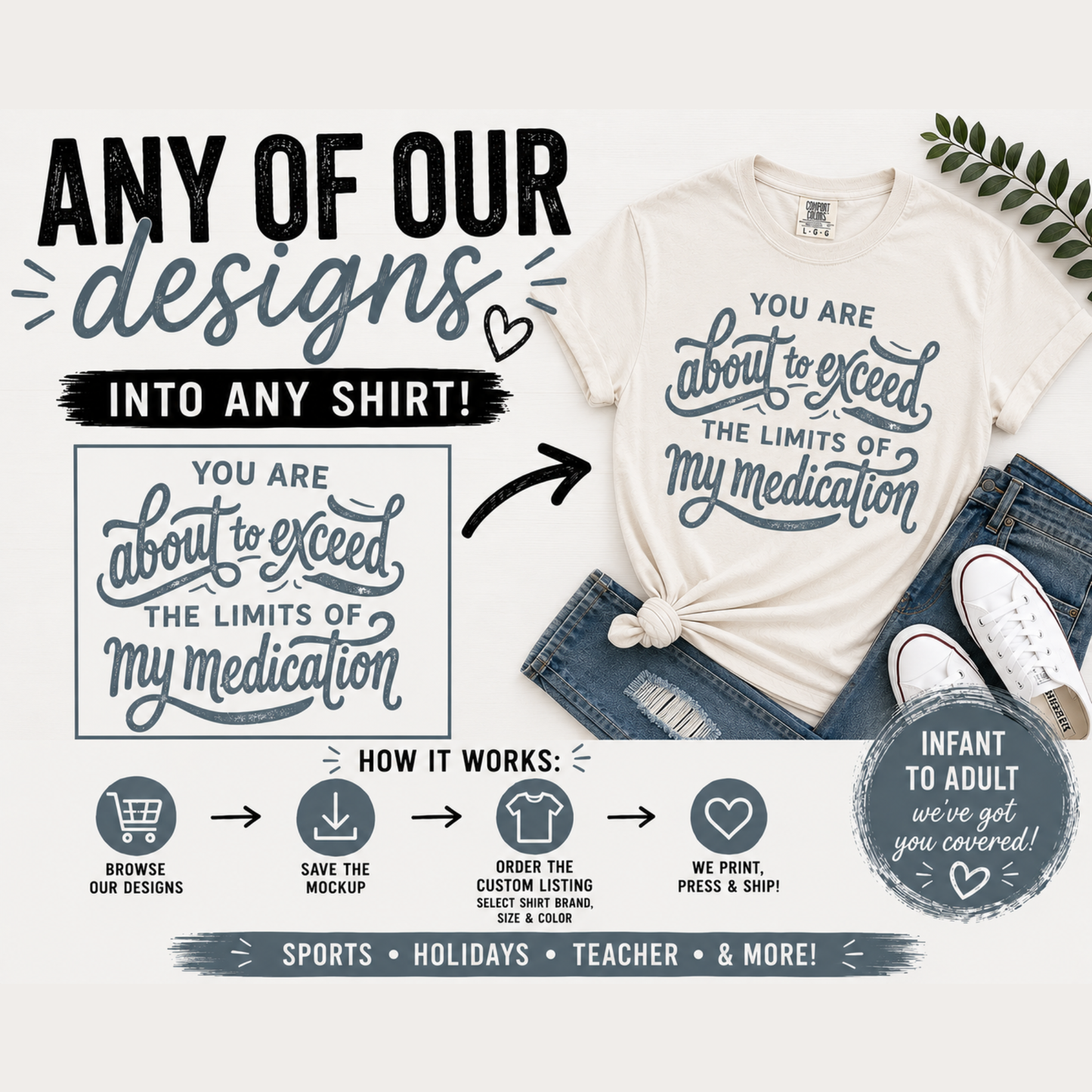 Adult Completed Shirt (Upload One Our Transfer Designs)