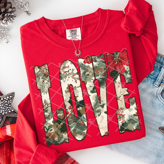 Love (Christmas Camo) Full Color DTF Transfer