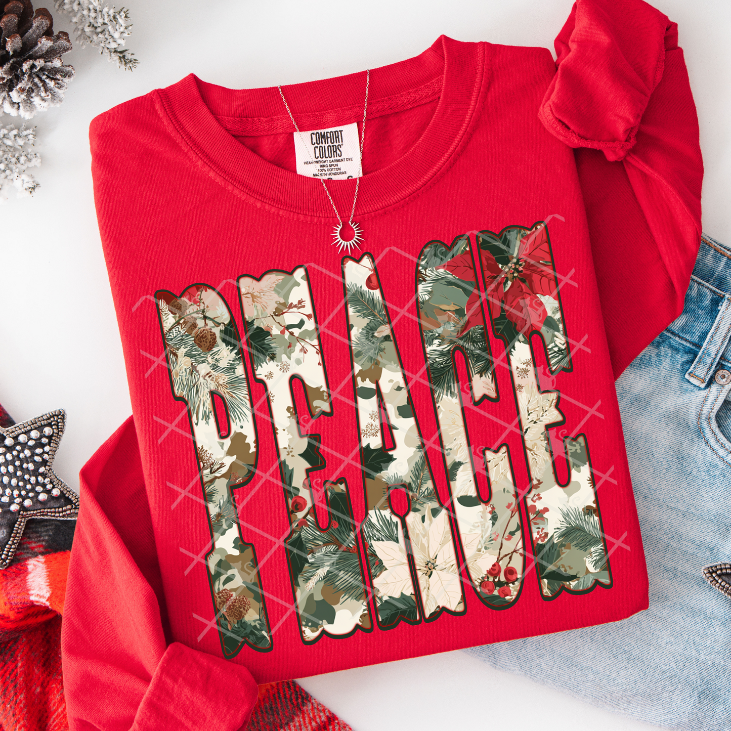 Peace (Christmas Camo) Full Color DTF Transfer