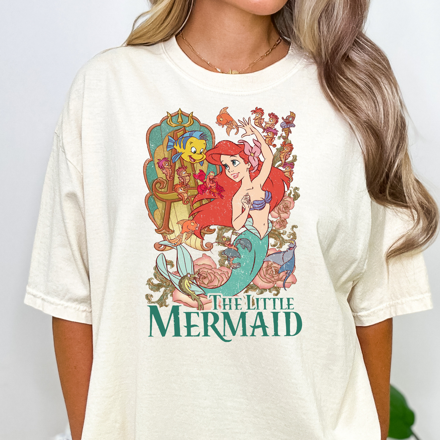 The Little Mermaid (Distressed w/Text Below) Full Color DTF Transfer