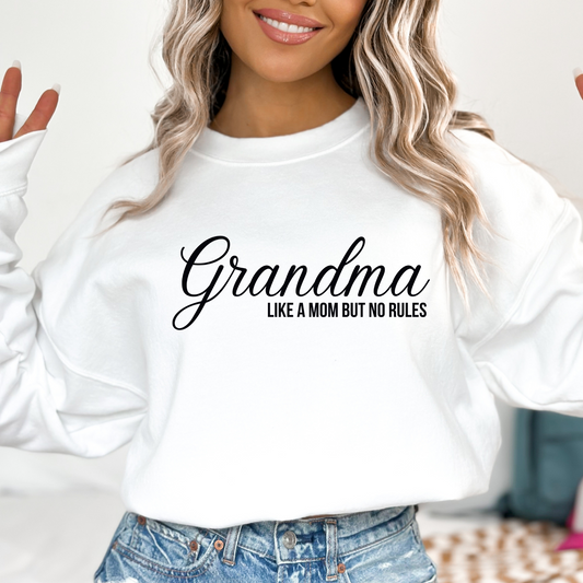 Grandma - Like Mom But No Rules (MAIN WORD CUSTOMIZABLE) Full Color DTF Transfer