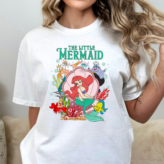 The Little Mermaid (Colorful w/Text Above) Full Color DTF Transfer