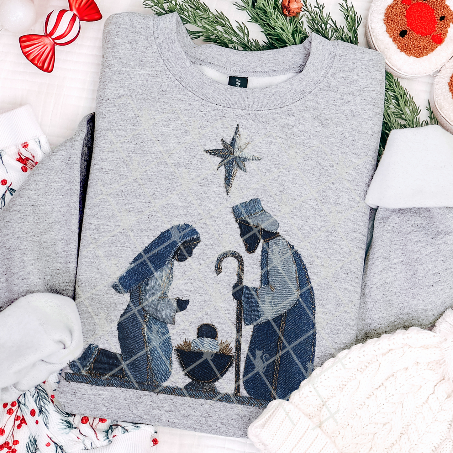 Nativity Patchwork (Faux Denim) Full Color DTF Transfer