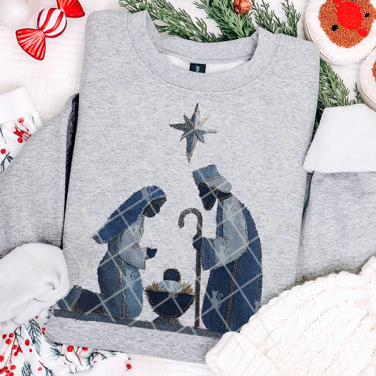 Nativity Patchwork (Faux Denim) Full Color DTF Transfer