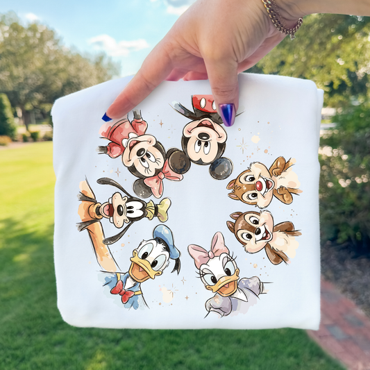 Mouse and Friends in Circle Full Color DTF Transfer