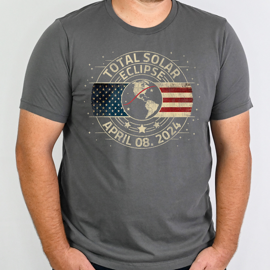 Total Solar Eclipse 2024 (American Flag) Full Color DTF Transfer