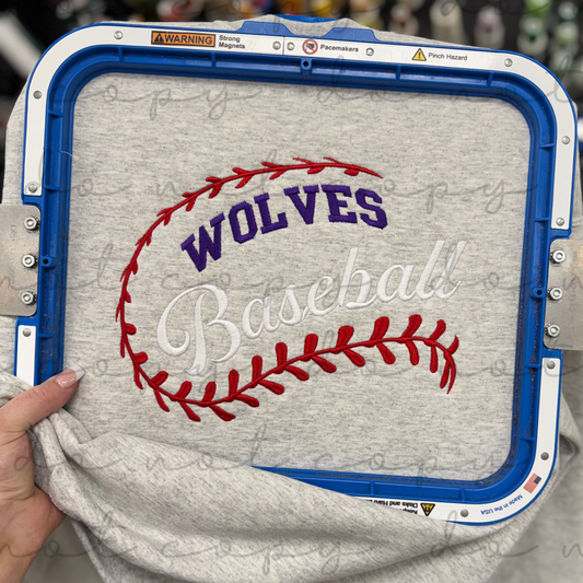Baseball Laces (TEAM NAME) Embroidered Sweatshirt/T-Shirt