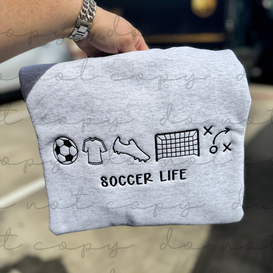 Soccer Life Icons Embroidered Sweatshirt/T-Shirt