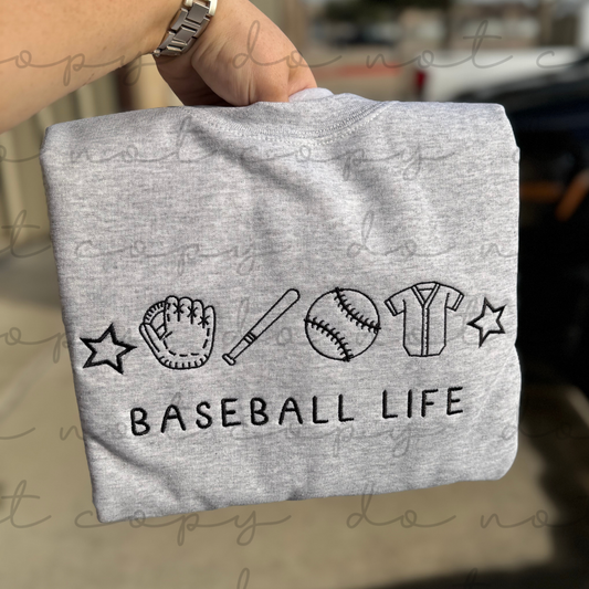 Baseball Life Icons Embroidered Sweatshirt/T-Shirt