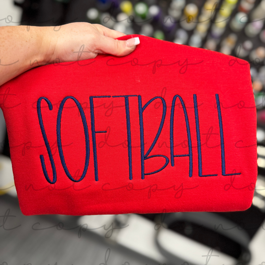Softball (Hand Lettered) Embroidered Sweatshirt/T-Shirt