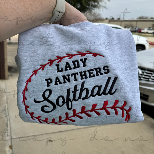 Softball Laces (TEAM NAME) Embroidered Sweatshirt/T-Shirt