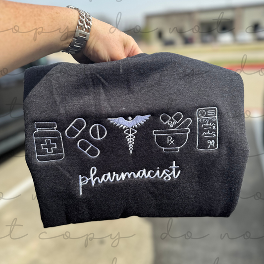 Pharmacist Icons Embroidered Sweatshirt/T-Shirt