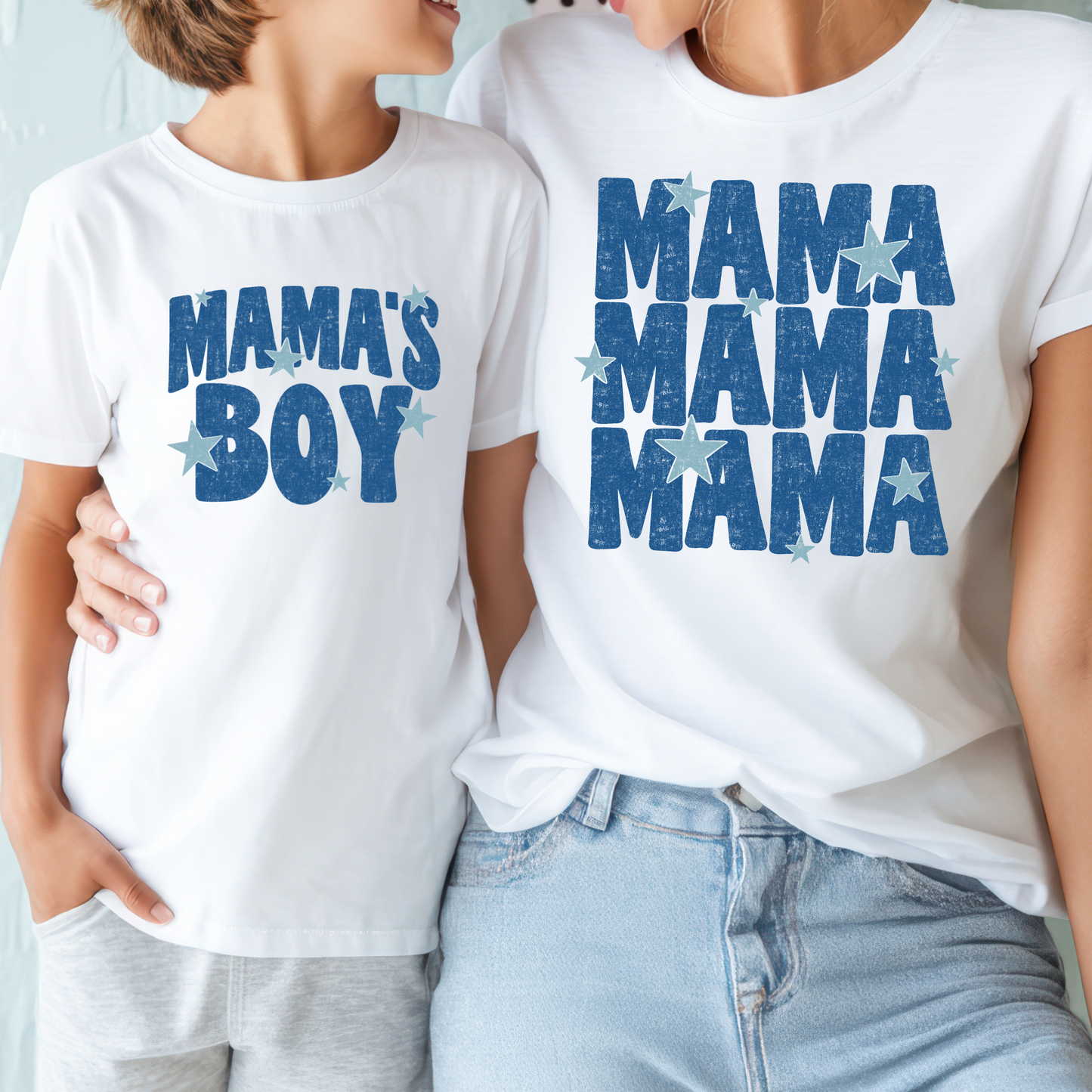 Mama w/Blue Stars (Mama's Boy Option) Full Color DTF Transfer