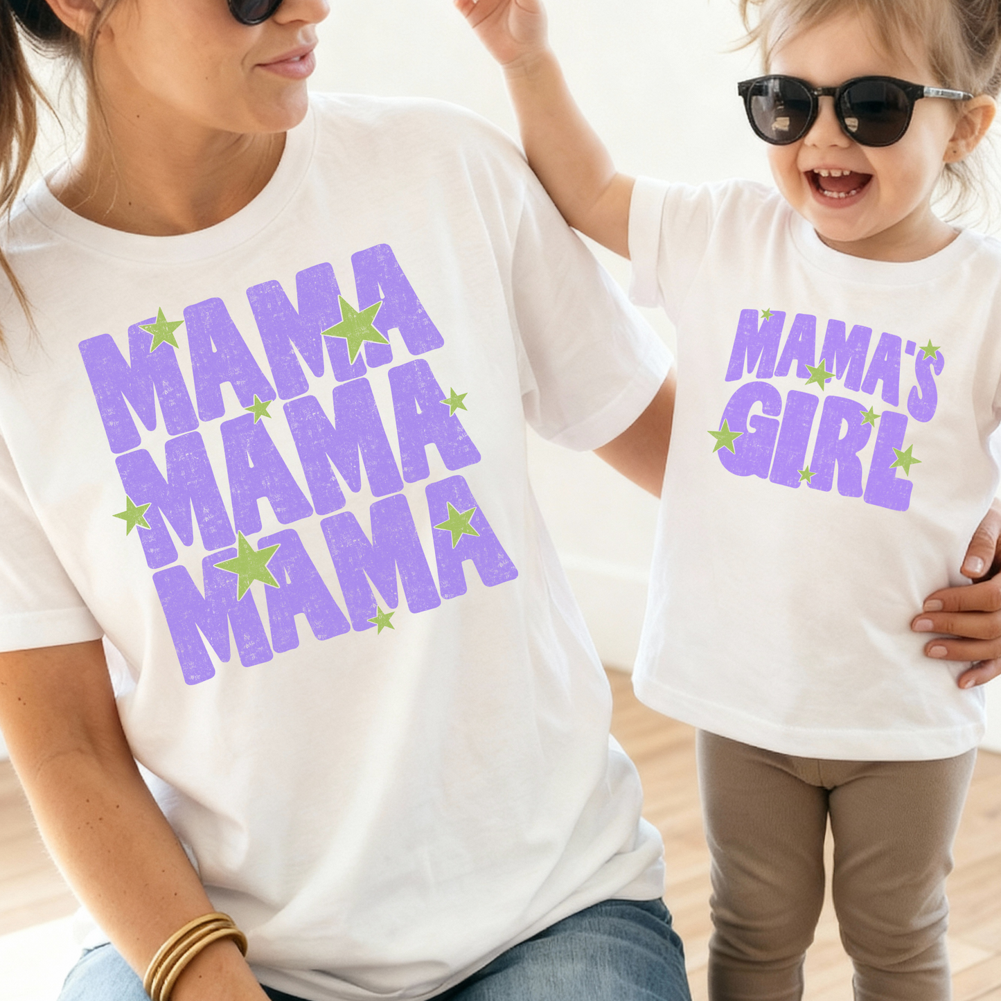 Mama Purple w/Stars (Mama's Girl Option) Full Color DTF Transfer
