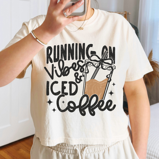 Running On Vibes and Iced Coffee Full Color DTF Transfer
