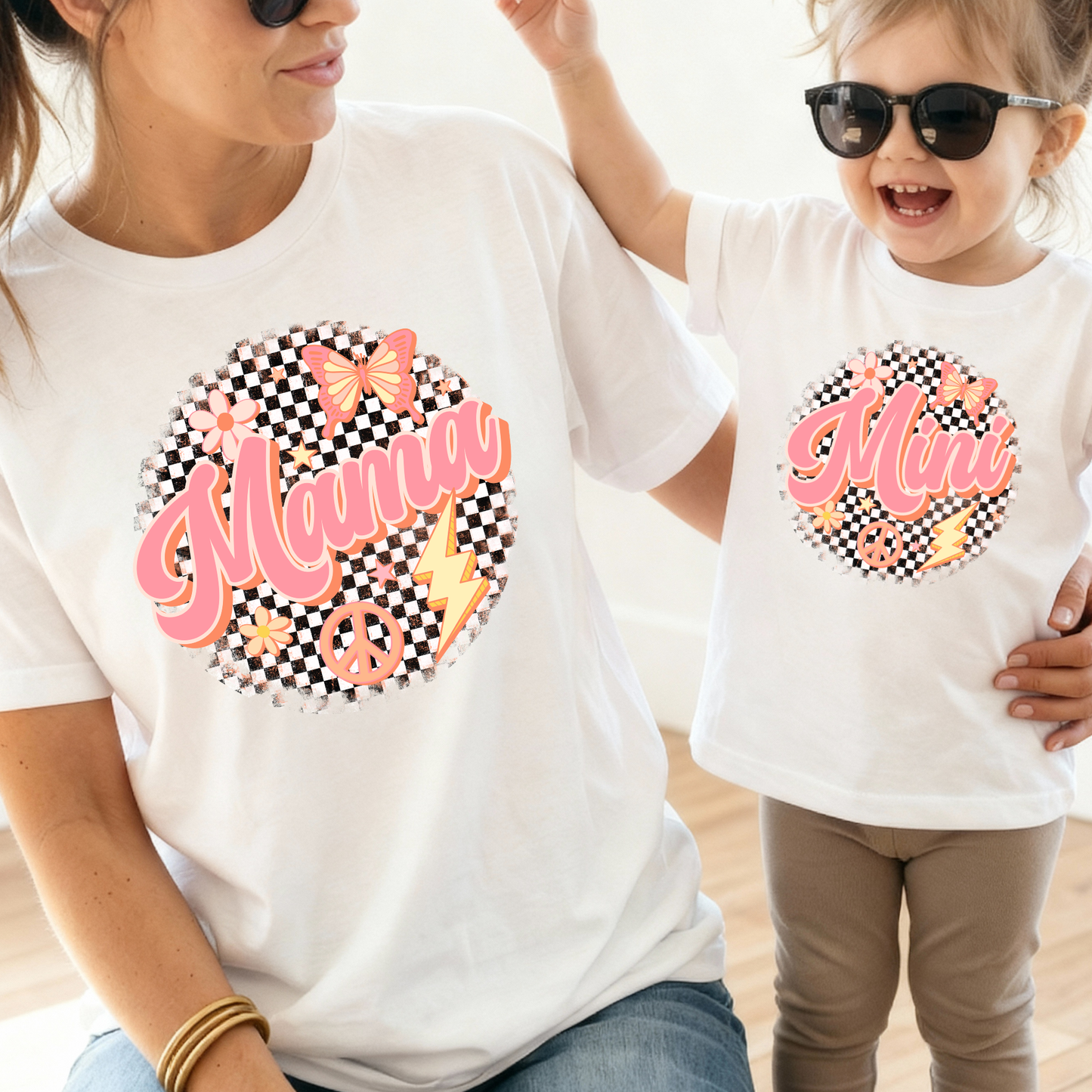Mama Checkered Circle (Mini Option) Full Color DTF Transfer