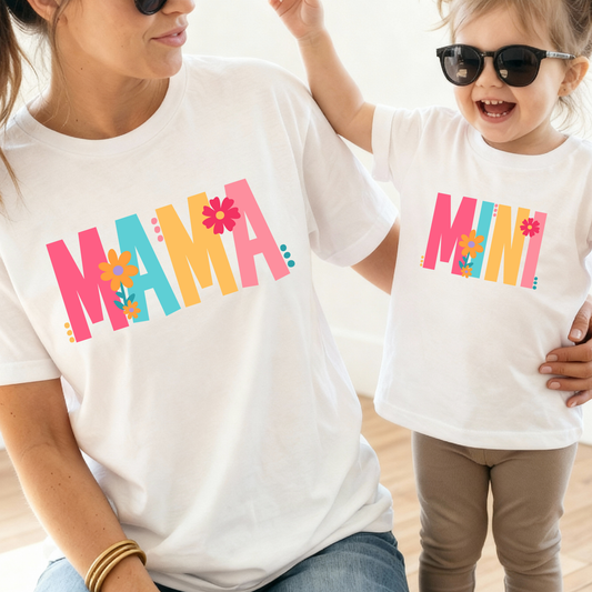 Mama Colorful w/Flowers (Mini Option) Full Color DTF Transfer