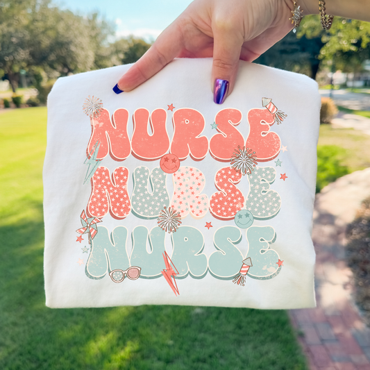Nurse (Repeat) 4th of July Theme Full Color DTF Transfer