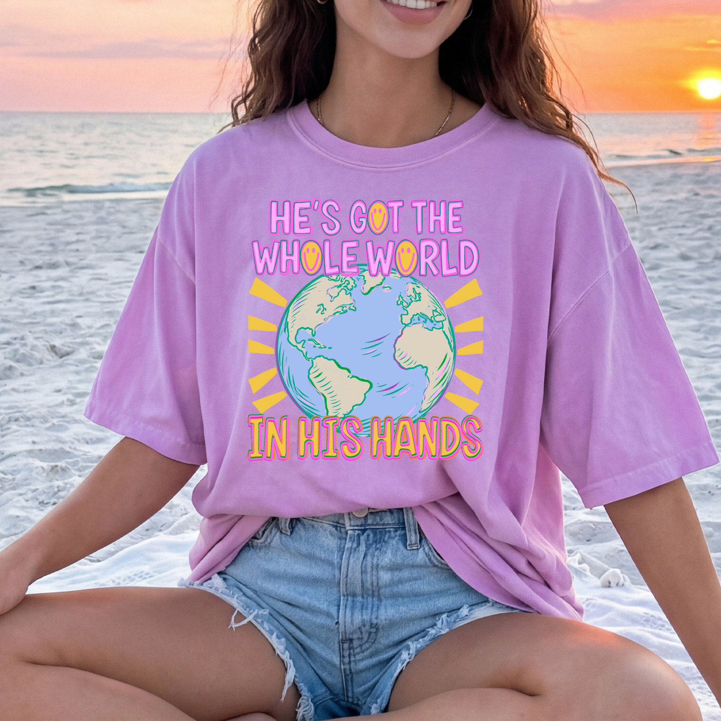 He Has The Whole World In His Hands Full Color DTF Transfer