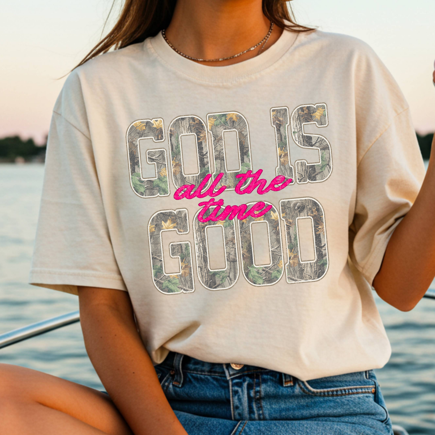 God Is Good (Camo) All The Time Full Color DTF Transfer
