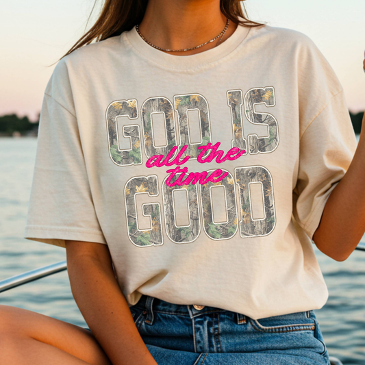 God Is Good (Camo) All The Time Full Color DTF Transfer