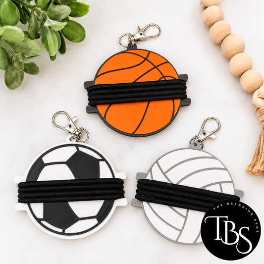 Keychain Sport Hair Tie Holder (MULTI SPORT OPTIONS)