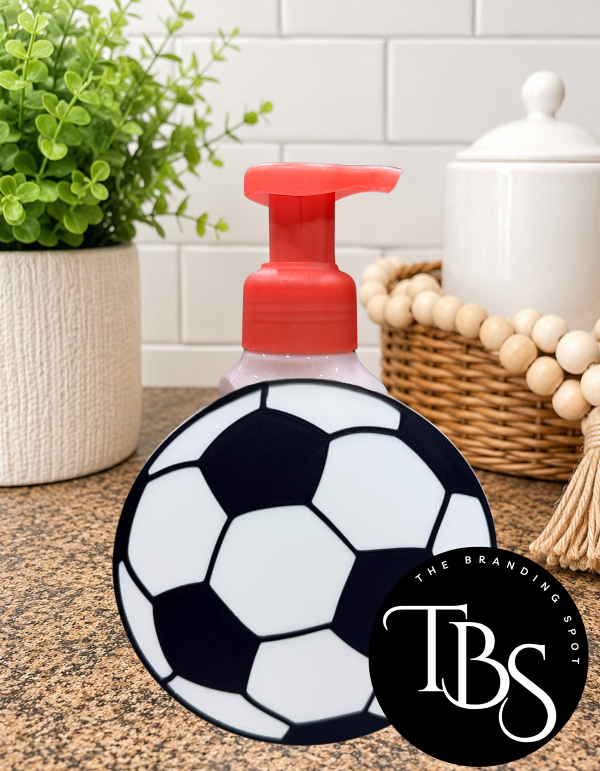Soccer Ball Interchangeable Soap Holder (Multi Soap Bottle Options)