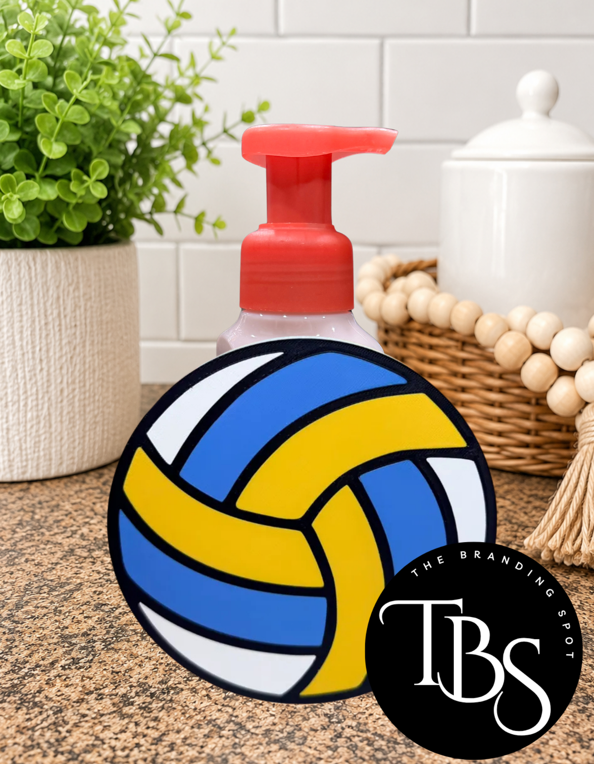 Volleyball (Can Change Ball Colors) Interchangeable Soap Holder (Multi Soap Bottle Options)