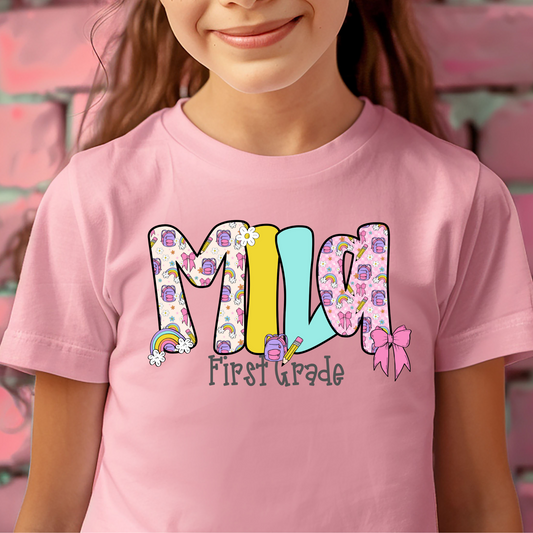 Girls Back To School Alpha Full Color DTF Transfer